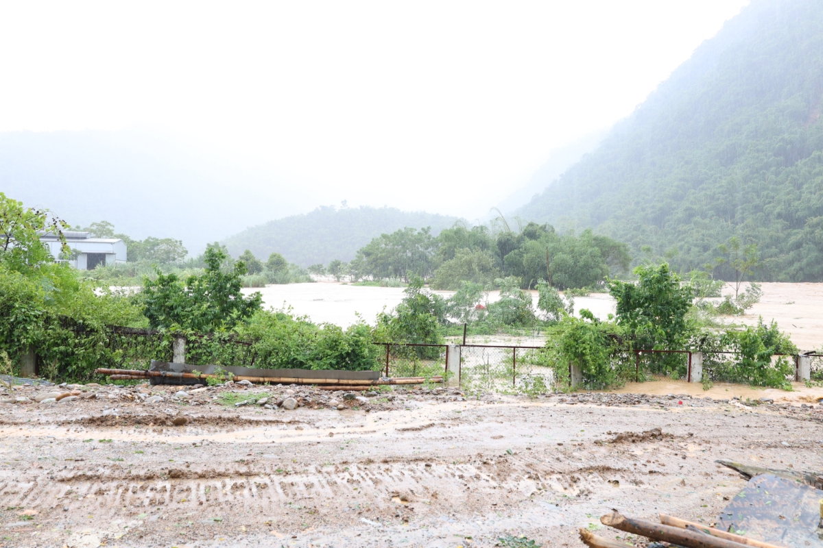 Nước sông cùng dâng cao sát mép bờ