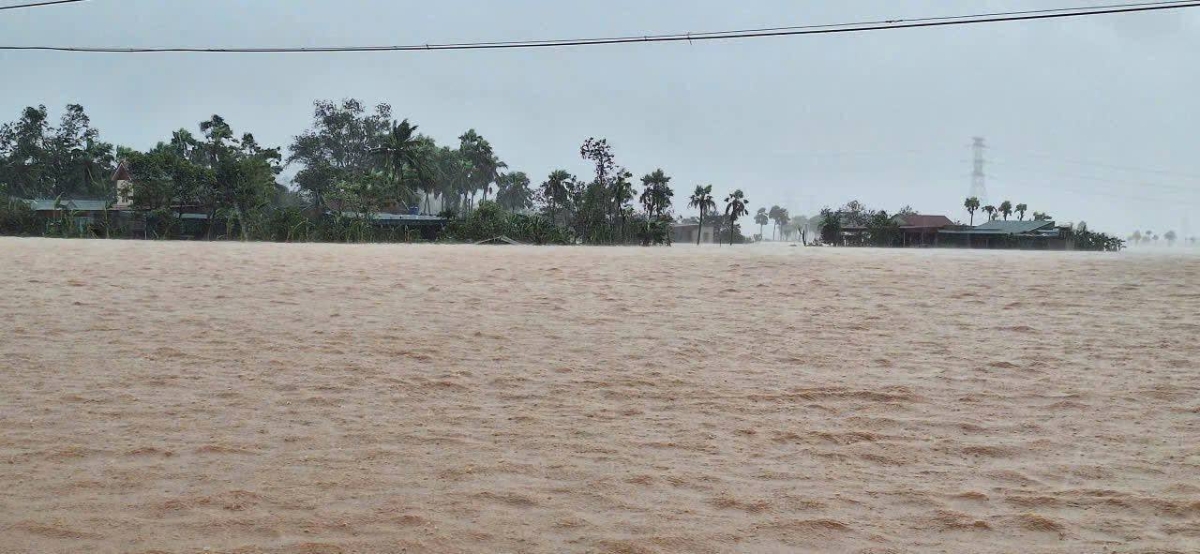 Nước ngập trắng ruộng đồng