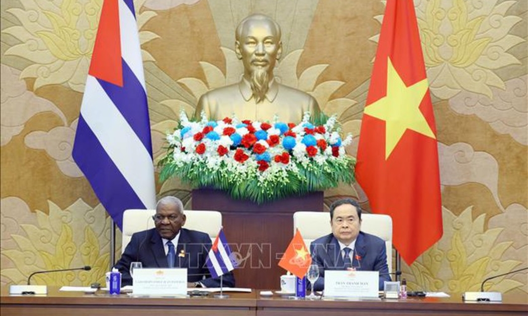 Chủ tịch Quốc hội Trần Thanh Mẫn và Chủ tịch Quốc hội Cuba Esteban Lazo Hernández chủ trì Phiên họp lần thứ hai Ủy ban hợp tác liên nghị viện giữa Quốc hội Việt Nam và Quốc hội Cuba - Ảnh: TTXVN