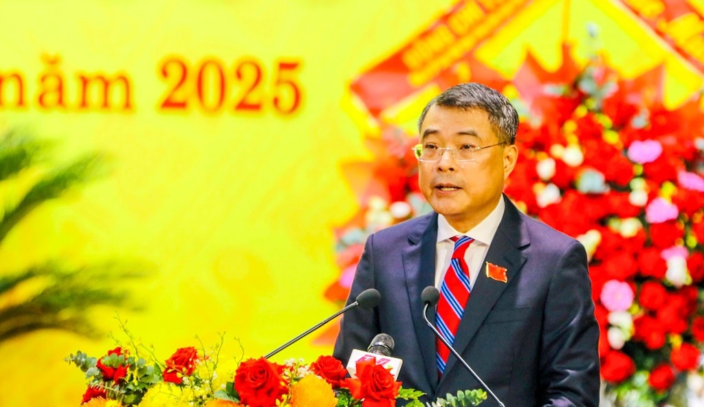 Đồng chí Lê Minh Hưng, Ủy viên Bộ Chính trị, Bí thư Trung ương Đảng, Trưởng Ban Tổ chức Trung ương phát biểu chỉ đạo tại Đại hội.