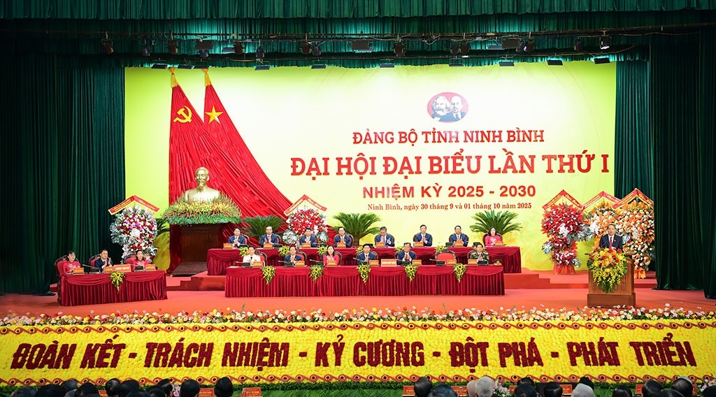Quang cảnh Đại hội đại biểu Đảng bộ tỉnh Ninh Bình lần thứ I, nhiệm kỳ 2025-2030.
