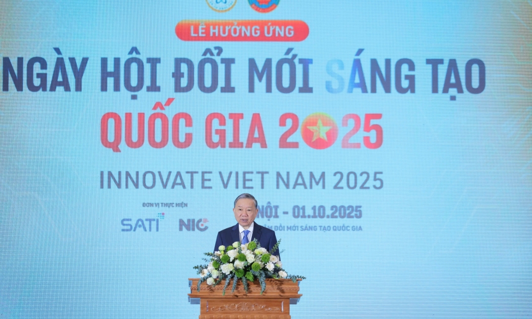 Tổng Bí thư Tô Lâm phát biểu tại Ngày hội Đổi mới sáng tạo quốc gia 2025. 