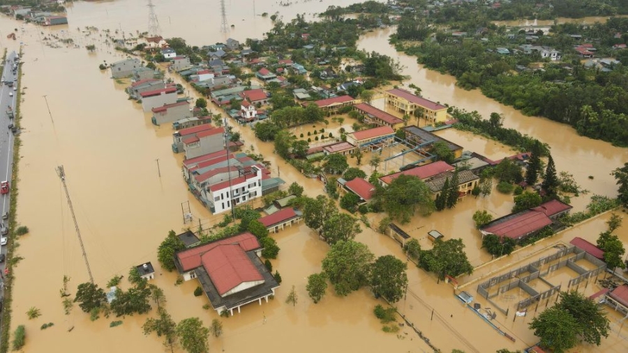 Hàng nghìn hộ dân ở xã Nông Cống, tỉnh Thanh Hóa bị ngập sâu trong nước lũ