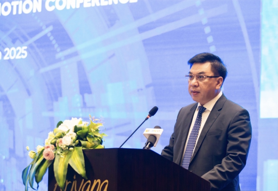 Phó cục trưởng Cục xúc tiến thương mại (Bộ Công Thương) Lê Hoàng Tài phát biểu tại hội nghị.