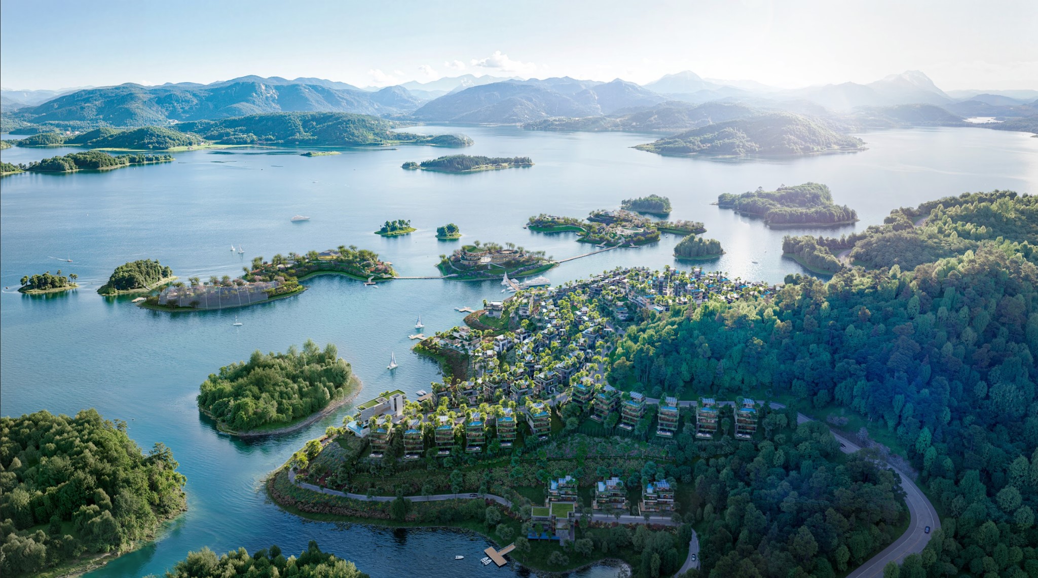 Biểu tượng Walless Living bên Hồ Núi Cốc nguyên sơ