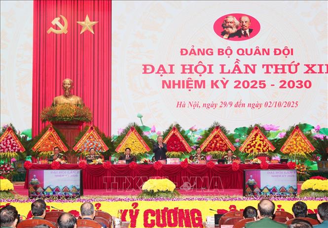 Tổng Bí thư Tô Lâm dự Phiên bế mạc Đại hội Đảng bộ Quân đội lần thứ XII. Ảnh: TTXVN.