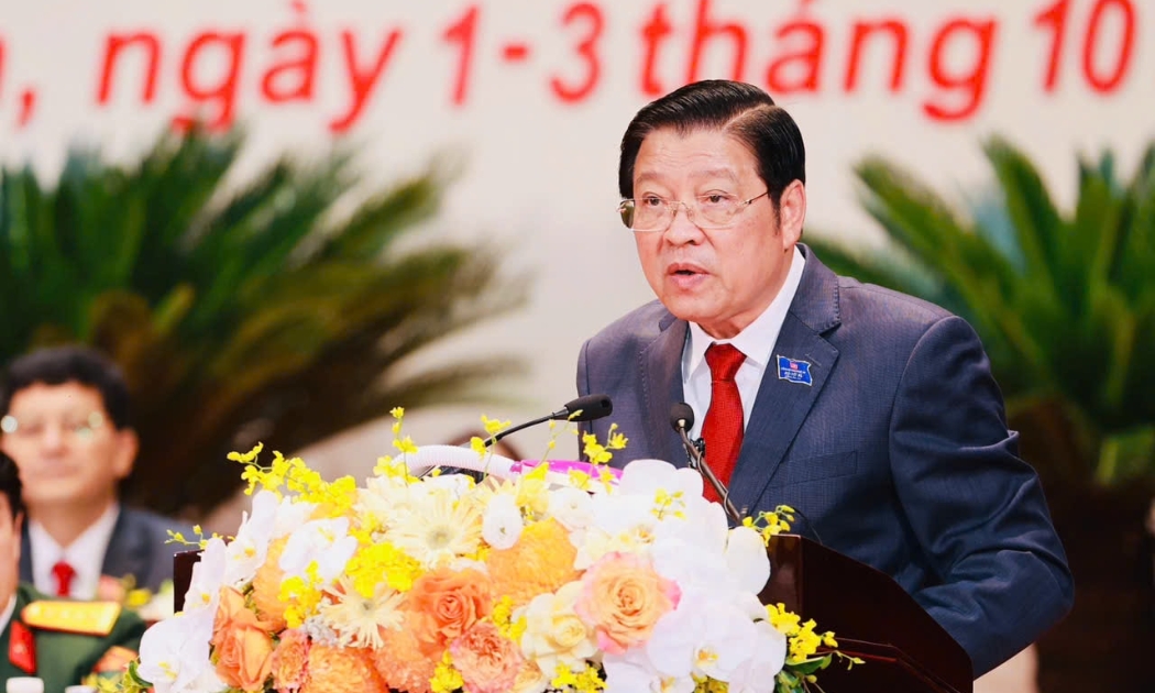 Đồng chí Phan Đình Trạc - Ủy viên Bộ Chính trị, Bí thư Trung ương Đảng, Trưởng ban Nội chính Trung ương phát biểu chỉ đạo Đại hội đại biểu Đảng bộ tỉnh Nghệ An lần thứ XX, nhiệm kỳ 2025 - 2030
