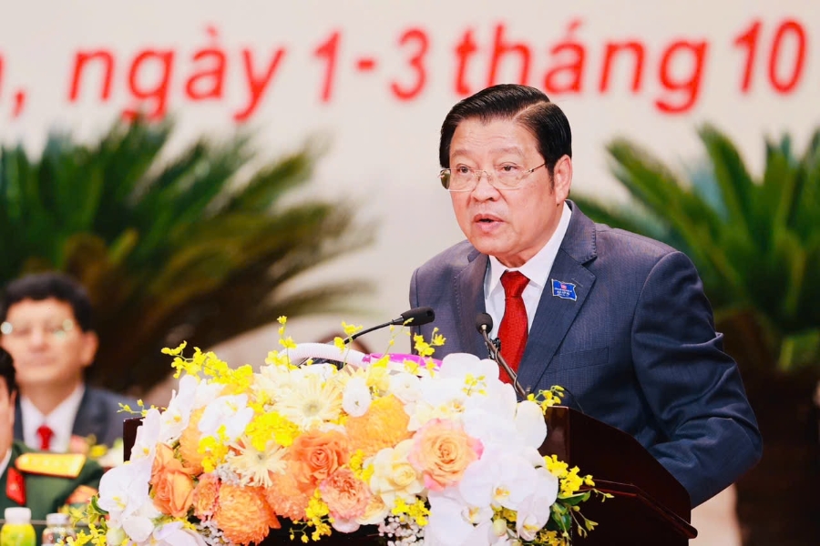 Đồng chí Phan Đình Trạc - Ủy viên Bộ Chính trị, Bí thư Trung ương Đảng, Trưởng ban Nội chính Trung ương phát biểu chỉ đạo Đại hội đại biểu Đảng bộ tỉnh Nghệ An lần thứ XX, nhiệm kỳ 2025 - 2030