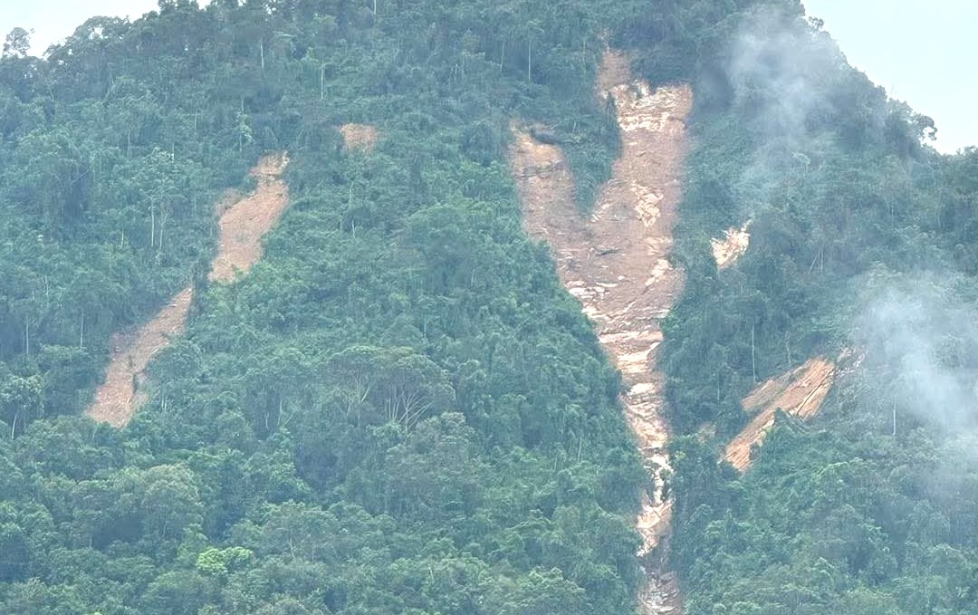 Vị trí sạt lở trên đỉnh đồi Liêu&nbsp;