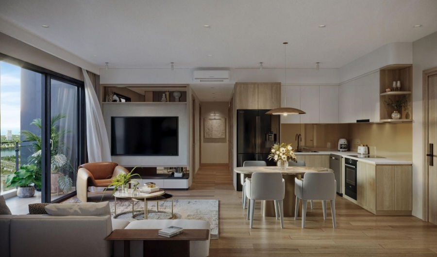 Thiết kế căn hộ 3 phòng ngủ thông minh, đảm bảo sự giao hòa giữa không gian gắn kết và riêng tư của gia đình.