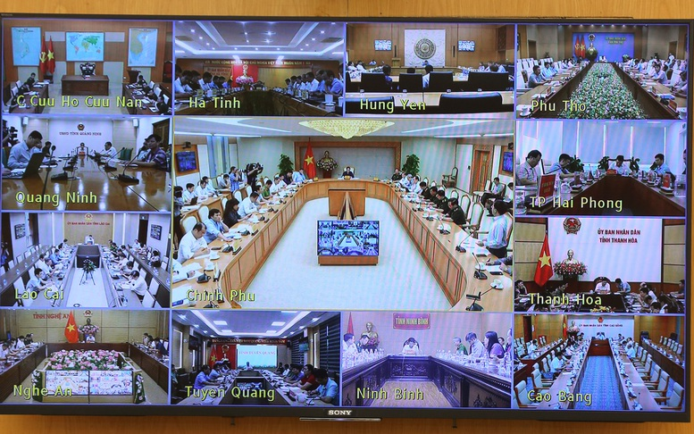Lãnh đạo các địa phương tham gia trực tuyến cuộc họp - Ảnh: VGP