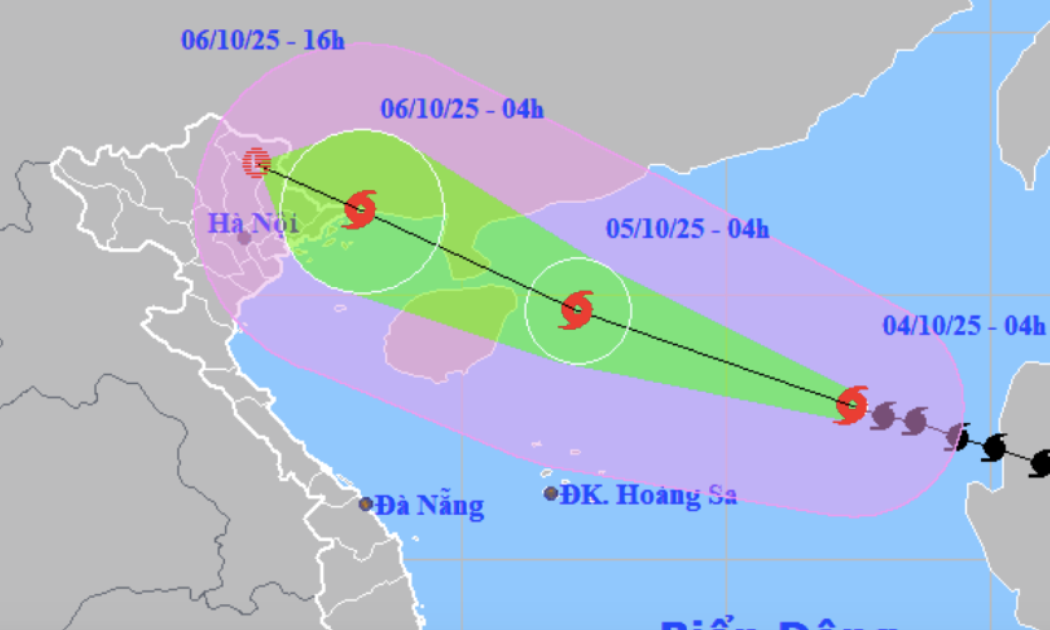 Dự báo đường đi của bão số 11. Nguồn: Trung tâm dự báo khí tượng thuỷ văn quốc gia.