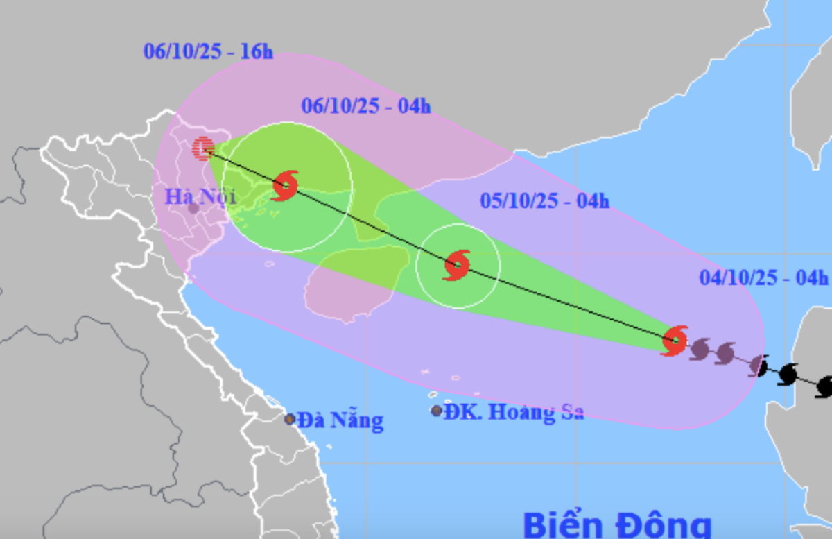 Dự báo đường đi của bão số 11. Nguồn: Trung tâm dự báo khí tượng thuỷ văn quốc gia.