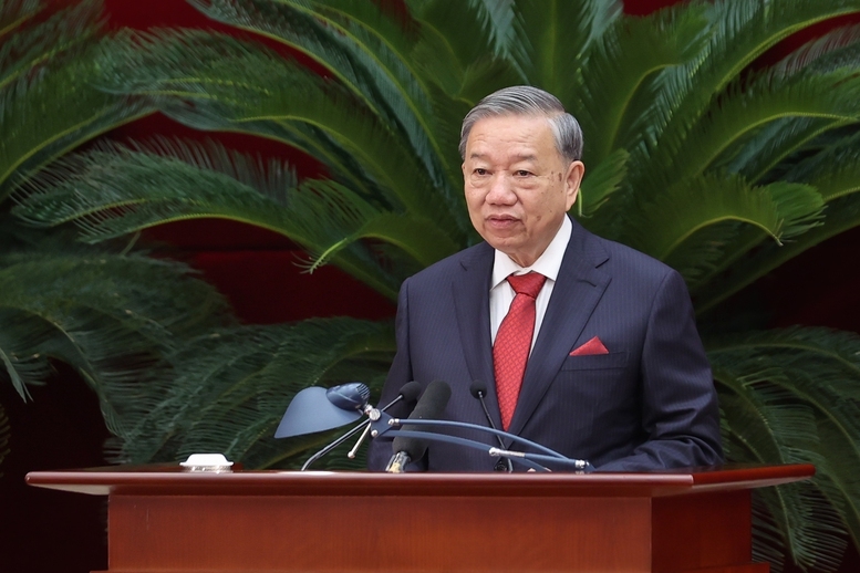 Tổng Bí thư Tô Lâm đã phát biểu khai mạc Hội nghị lần thứ 13, Ban Chấp hành Trung ương Đảng khoá XIII. Ảnh: VGP.