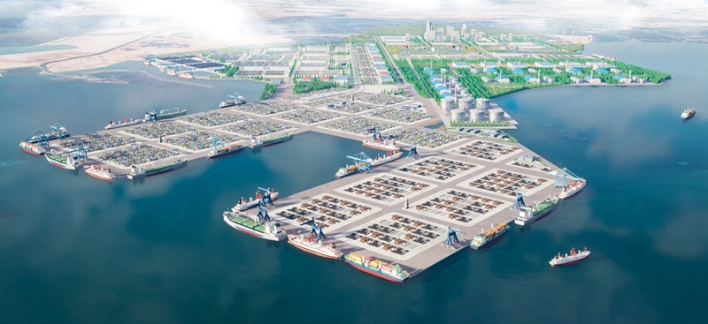 Phối cảnh Trung tâm Logistics Cái Mép Hạ, trong đó có bến cảng Cái Mép Hạ. Ảnh: Portcoast