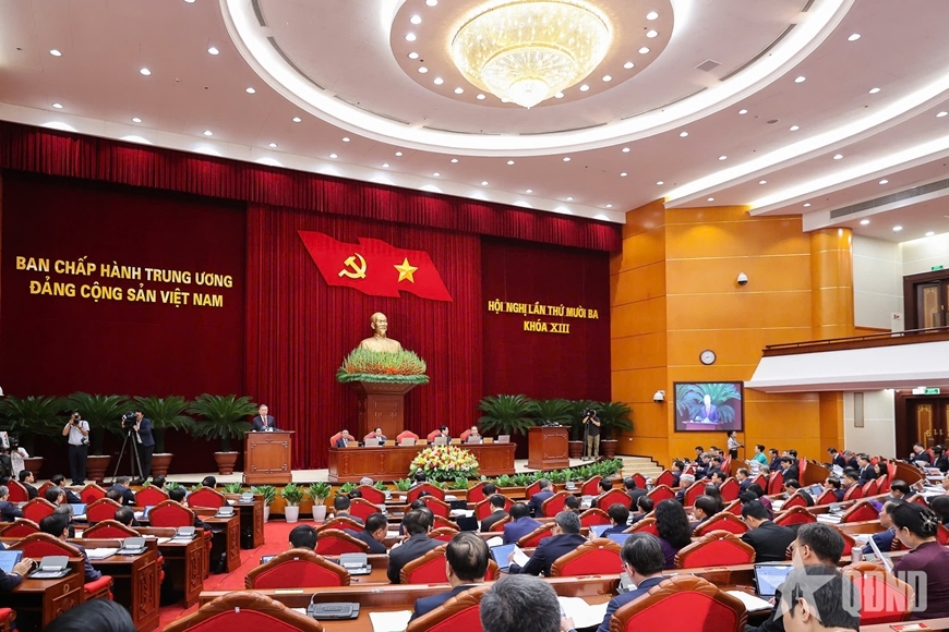  Phiên khai mạc Hội nghị lần thứ 13 Ban Chấp hành Trung ương Đảng khóa XIII. Ảnh: QĐND