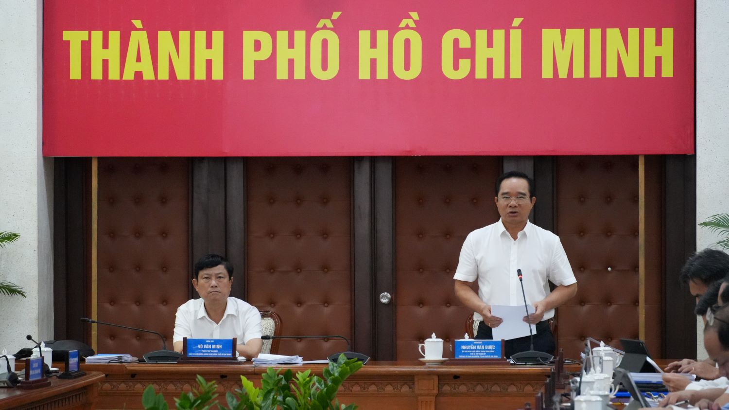 Chủ tịch UBND TP. Hồ Chí Minh Nguyễn Văn Được phát biểu tại điểm cầu TP. Hồ Chí Minh - Ảnh: Cổng thông tin điện tử Thành phố.