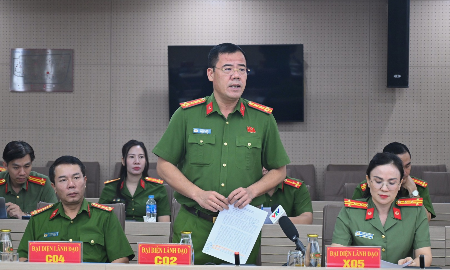 Đại tá Lê Khắc Sơn, Phó Cục trưởng Cục Cảnh sát hình sự, Bộ Công an phát biểu tại họp báo, chiều 6/10.