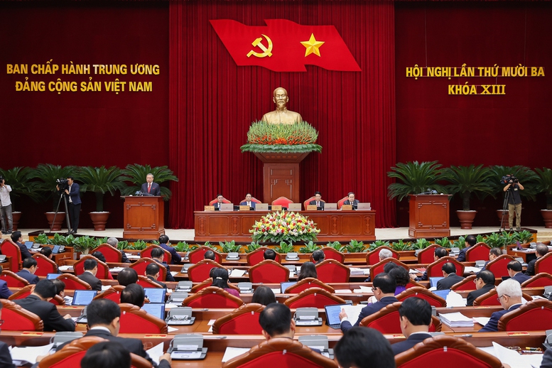 Hội nghị lần thứ 13 Ban Chấp hành Trung ương Đảng khóa XIII tiếp tục ngày làm việc thứ hai. Ảnh: TTXVN