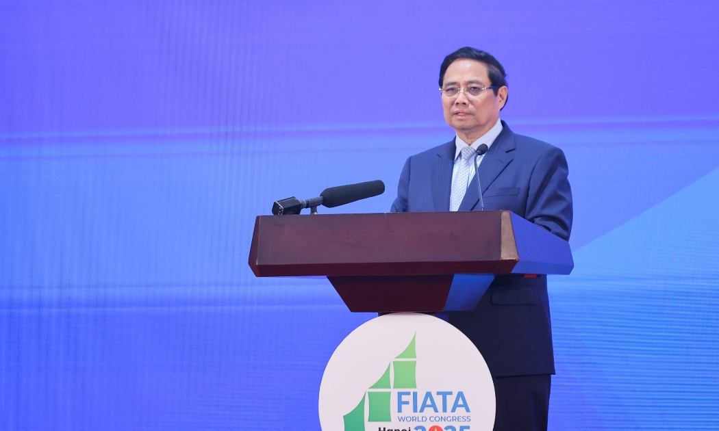 Thủ tướng Phạm Minh Chính phát biểu tại FIATA World Congress 2025 - Ảnh: VGP.