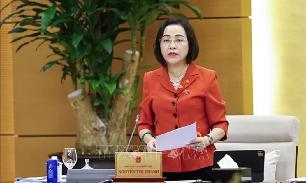 Phó Chủ tịch Quốc hội Nguyễn Thị Thanh phát biểu. Ảnh: TTTXVN.