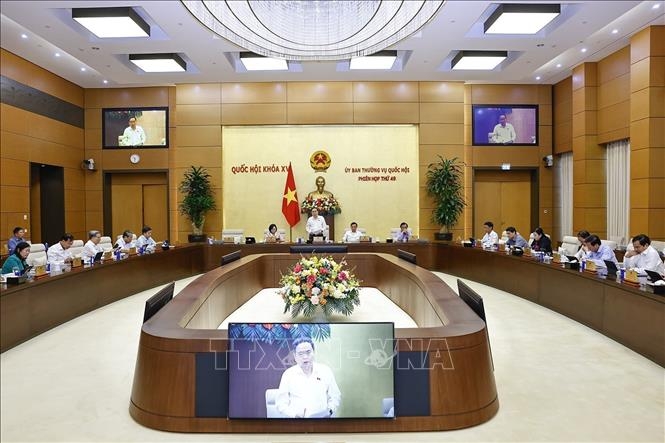 Chủ tịch Quốc hội Trấn Thanh Mẫn phát biểu bế mạc Phiên họp thứ 49 của Uỷ ban Thường vụ Quốc hội. Ảnh: TTXVN.