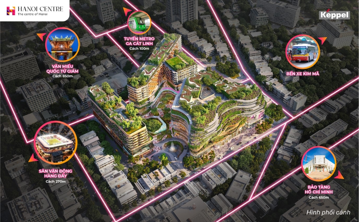 Trung tâm thương mại Hanoi Centre nằm tại vị trí trung tâm – tuyến giao 3 phường trọng điểm Kim Mã, Ba Đình, Ô Chợ Dừa. Ảnh: Keppel cung cấp.<!--EndFragment-->