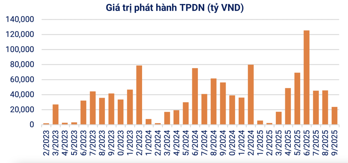 Giá trị phát hành trái phiếu doanh nghiệp trong tháng 9 (Nguồn: VBMA)