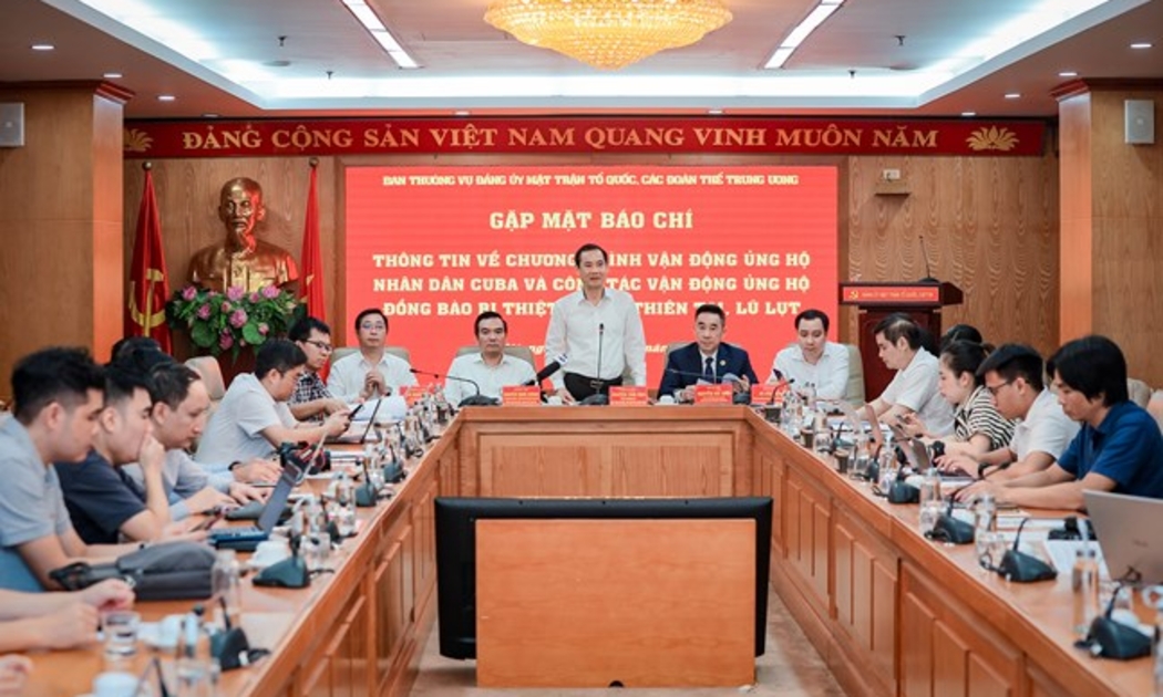 Quang cảnh cuộc họp báo. Ảnh: Mặt trận.