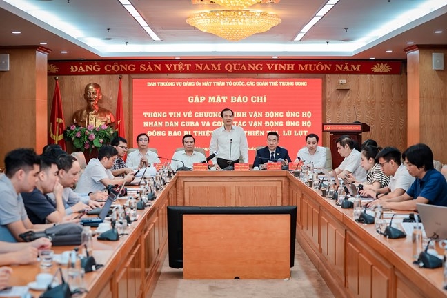 Quang cảnh cuộc họp báo. Ảnh: Mặt trận.