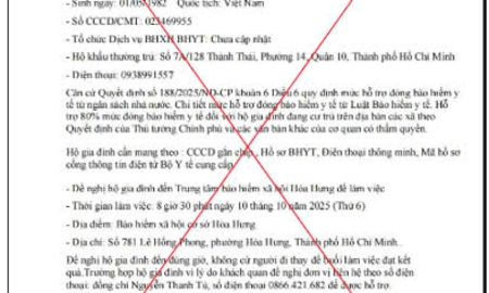 Giấy mời mạo danh cơ quan Bảo hiểm xã hội TP.HCM. Nguồn ảnh: Bảo hiểm xã hội TP.HCM.