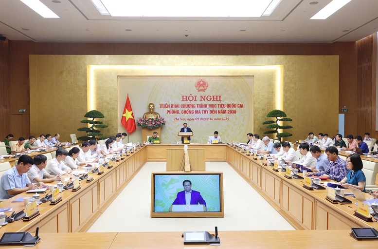 Thủ tướng đề nghị các đại biểu tập trung thảo luận, phân tích đánh giá tình hình, nguyên nhân, các giải pháp phòng ngừa hiệu quả từ sớm, từ xa; các giải pháp triệt phá các loại hình tội phạm ma túy; các giải pháp nâng cao hiệu quả cai nghiện, quản lý người nghiện... - Ảnh: VGP.