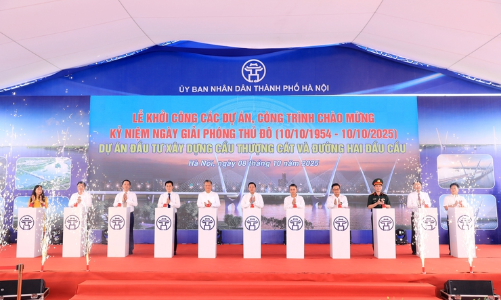 Khởi công xây dựng cầu Thượng Cát bắc qua sông Hồng hơn 7.300 tỷ đồng