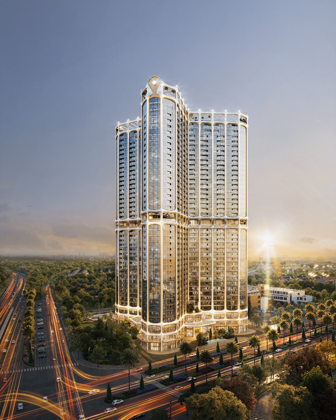 Kiến trúc mặt ngoài của Golden Crown Hai Phong mang giá trị cao về tính thẩm mỹ và biểu tượng.