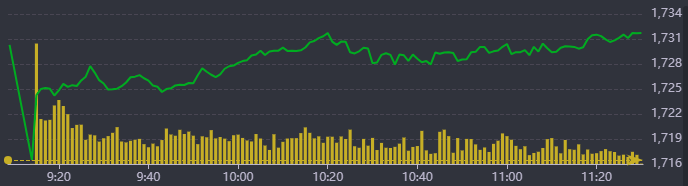 Diễn biến chỉ số VN-Index sáng nay.