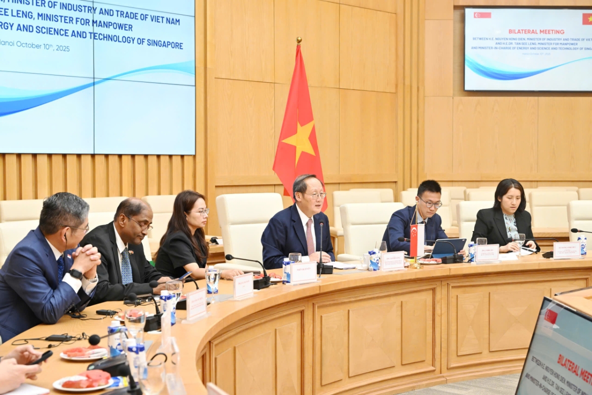 Việt Nam - Singapore đã trao đổi sâu về dự án xuất khẩu năng lượng tái tạo từ Việt Nam sang Singapore, bao gồm cả phương án truyền tải trực tiếp (Việt Nam – Singapore)