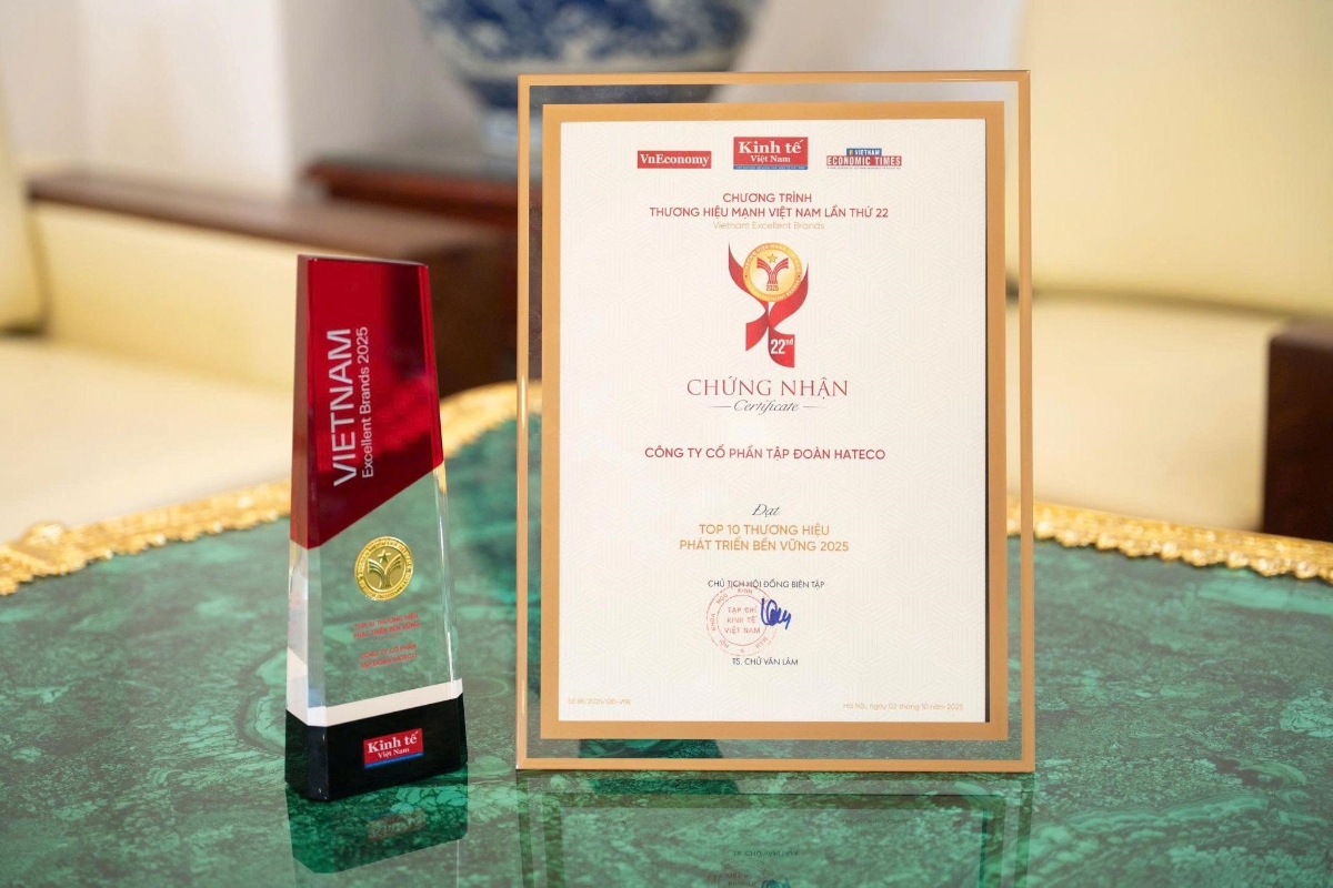 Tập đoàn Hateco vinh doanh&nbsp;Top 10 Thương hiệu phát triển bền vững 2025.