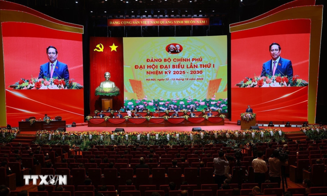 Đại hội đại biểu Đảng bộ Chính phủ lần thứ I, nhiệm kỳ 2025-2030 đã diễn ra phiên thảo luận tại hội trường với sự điều hành Ủy viên Bộ Chính trị, Bí thư Đảng ủy Chính phủ, Thủ tướng Chính phủ Phạm Minh Chính. Ảnh: TTXVN