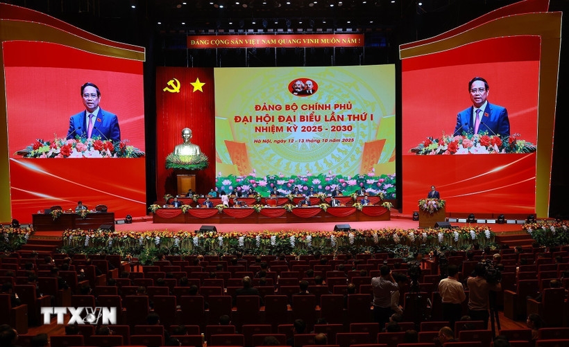 Đại hội đại biểu Đảng bộ Chính phủ lần thứ I, nhiệm kỳ 2025-2030 đã diễn ra phiên thảo luận tại hội trường với sự điều hành Ủy viên Bộ Chính trị, Bí thư Đảng ủy Chính phủ, Thủ tướng Chính phủ Phạm Minh Chính. Ảnh: TTXVN