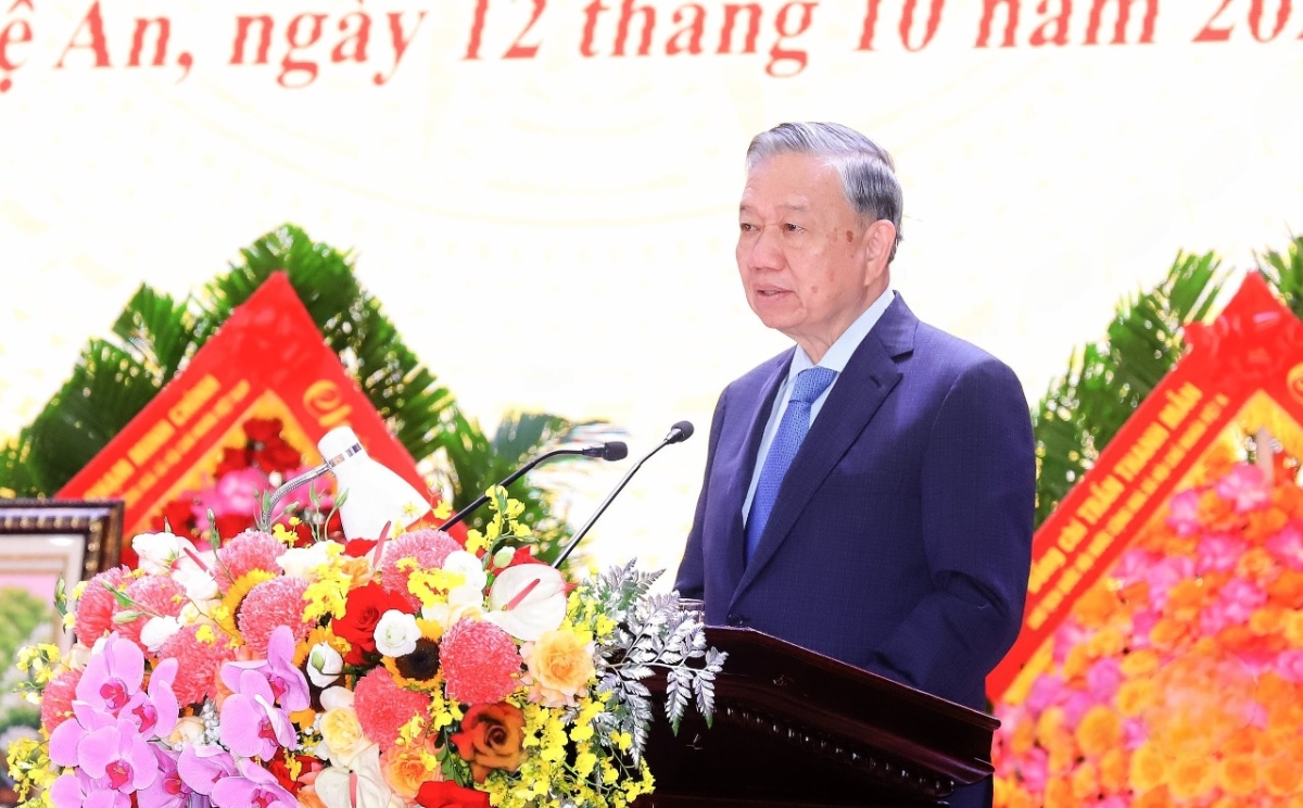 Tổng Bí thư Tô Lâm phát biểu tại lễ kỷ niệm. Ảnh: Phạm Bằng