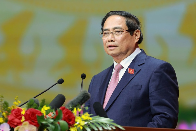 Ủy viên Bộ Chính trị, Bí thư Đảng ủy Chính phủ, Thủ tướng Chính phủ Phạm Minh Chính phát biểu bế mạc Đại hội - Ảnh: VGP