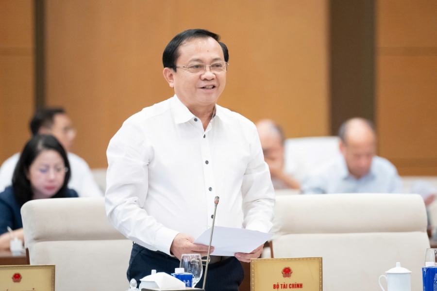Thứ trưởng Bộ tài chính Lê Tấn Cận phát biểu 