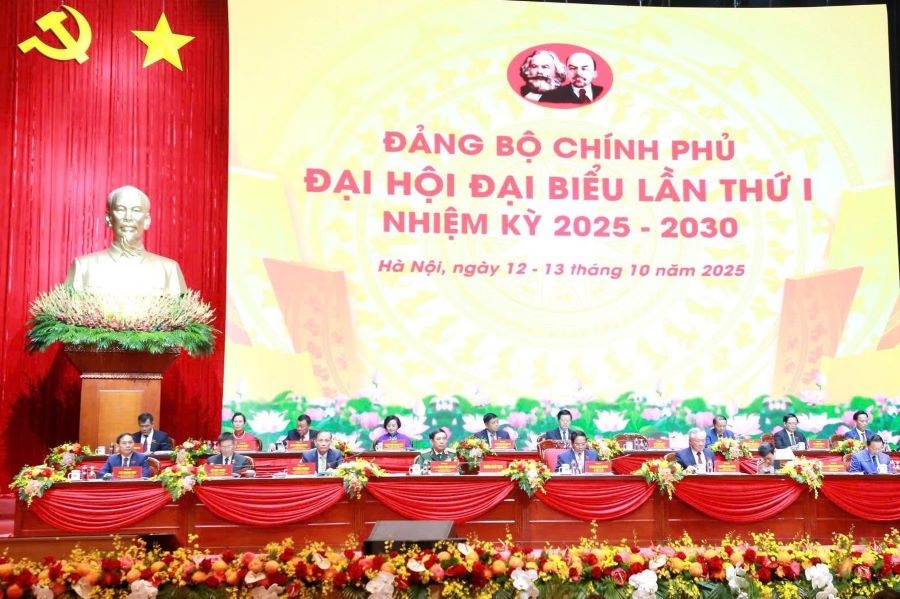 Đại hội đại biểu Đảng bộ Chính phủ lần thứ I, nhiệm kỳ 2025-2030 chính thức khai mạc. Ảnh: TTXVN