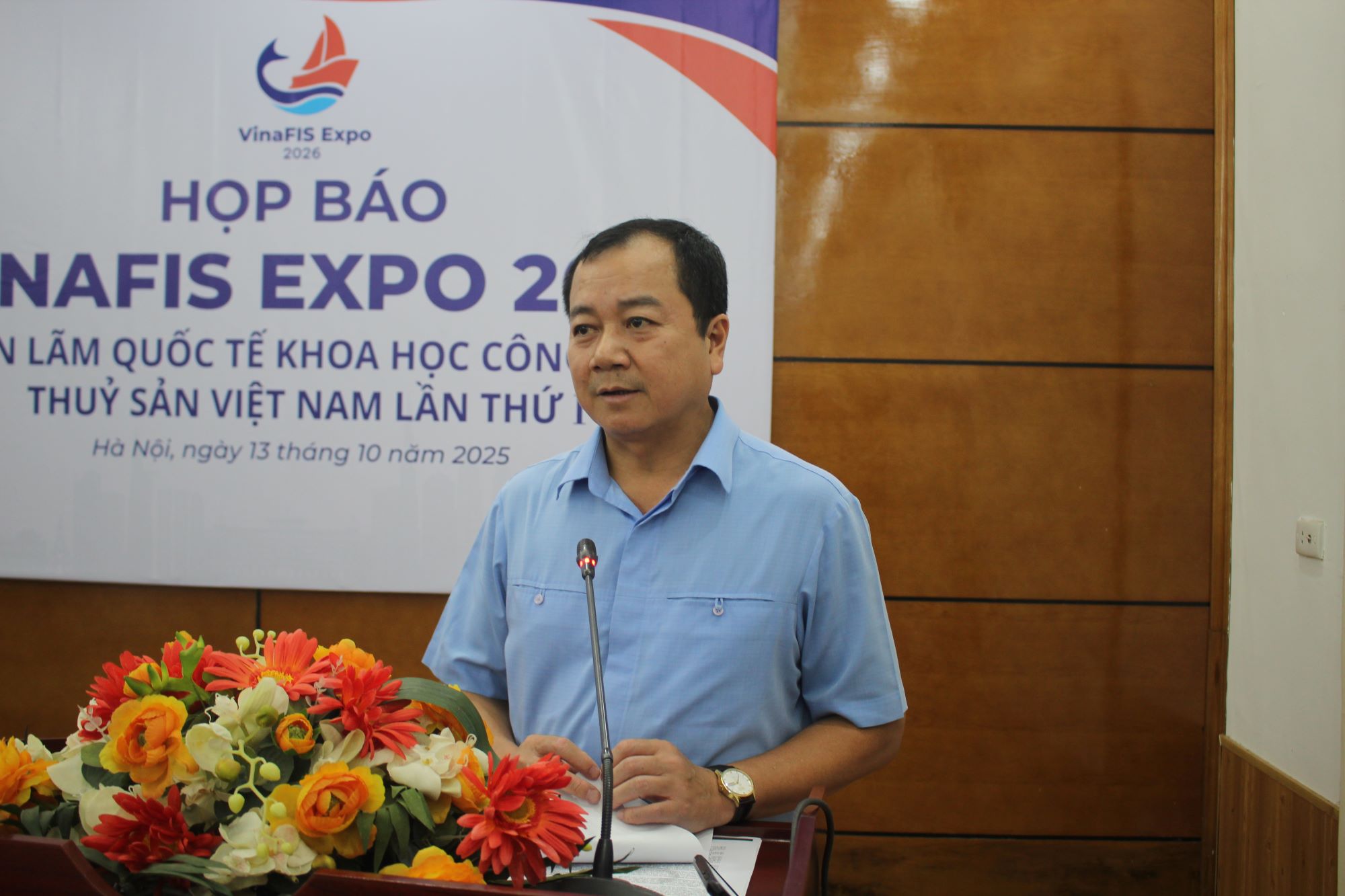 Ông Trần Đình Luân: "Chúng ta vẫn thiếu một sân chơi mang tầm quốc tế để giới thiệu công nghệ, chia sẻ tri thức và hợp tác phát triển thuỷ sản bền vững". Ảnh Chu Khôi.