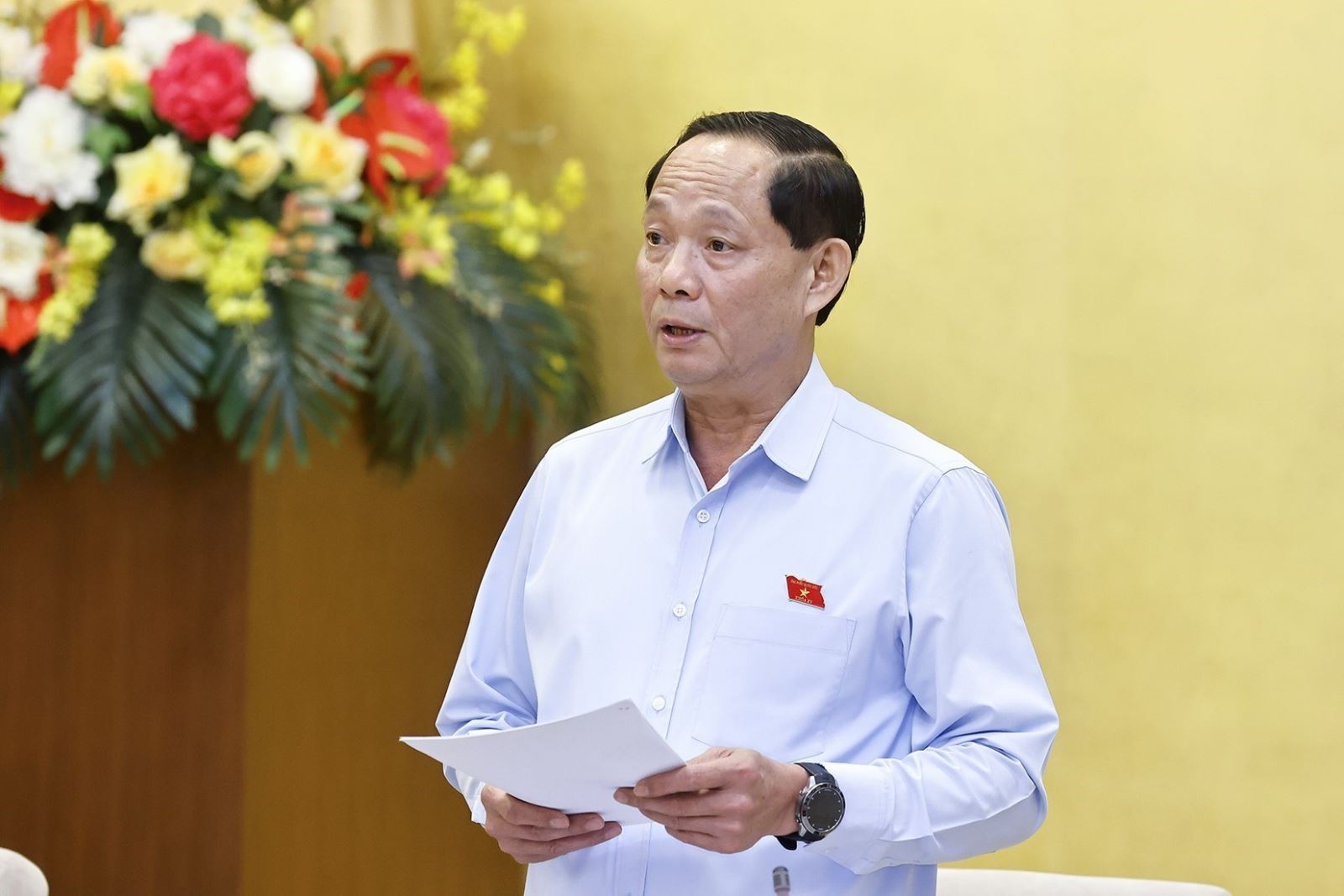 Phó Chủ tịch Quốc hội Trần Quang Phương phát biểu tại phiên họp. Ảnh: TTXVN.