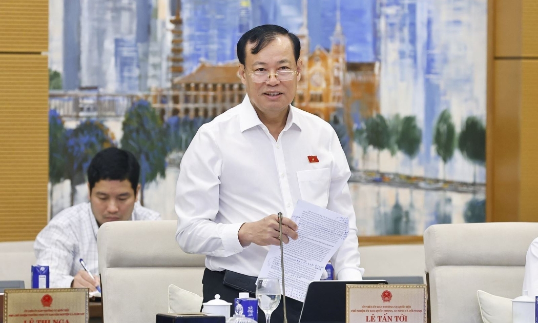 Chủ nhiệm Ủy ban Quốc phòng, An ninh và Đối ngoại của Quốc hội Lê Tấn Tới phát biểu. Ảnh: TTXVN.