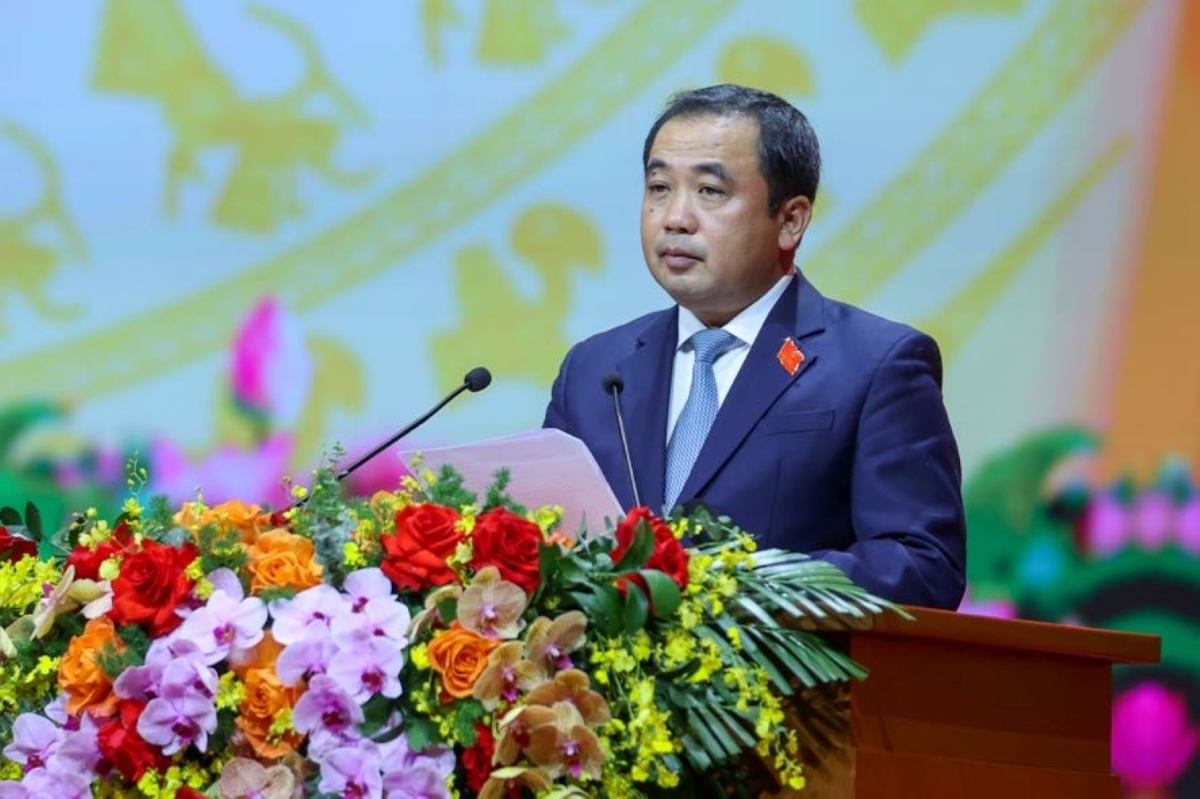 Quyền Bộ trưởng Bộ Nông nghiệp và Môi trường phát biểu tại Đại hội đại biểu Đảng bộ Chính phủ lần thứ I. Ảnh VPG.