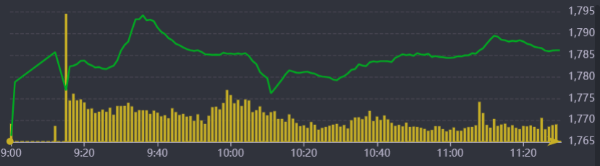 Diễn biến VN-Index sáng nay.