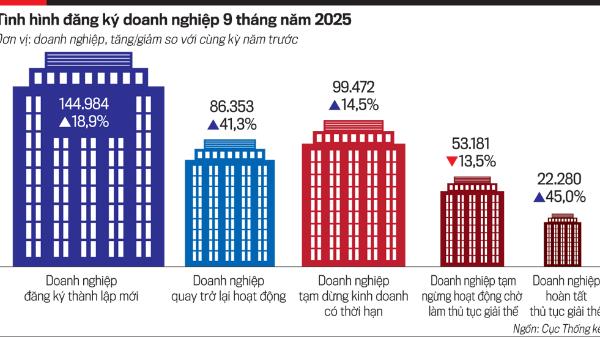 Tình hình đăng ký doanh nghiệp 9 tháng năm 2025: Làn sóng khởi nghiệp và những khó khăn doanh nghiệp phải đối mặt