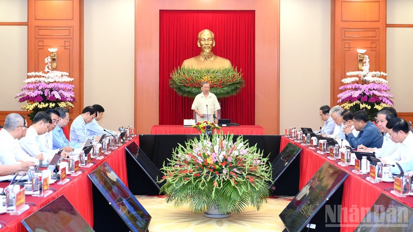 Tổng Bí thư Tô Lâm phát biểu tại phiên họp Thường trực Ban Chỉ đạo Trung ương về phát triển khoa học, công nghệ, đổi mới sáng tạo và chuyển đổi số. Ảnh: Nhân dân.